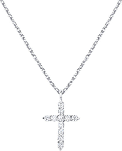 Women's 14K Gold Plated Cubic Zirconia Cross Necklace