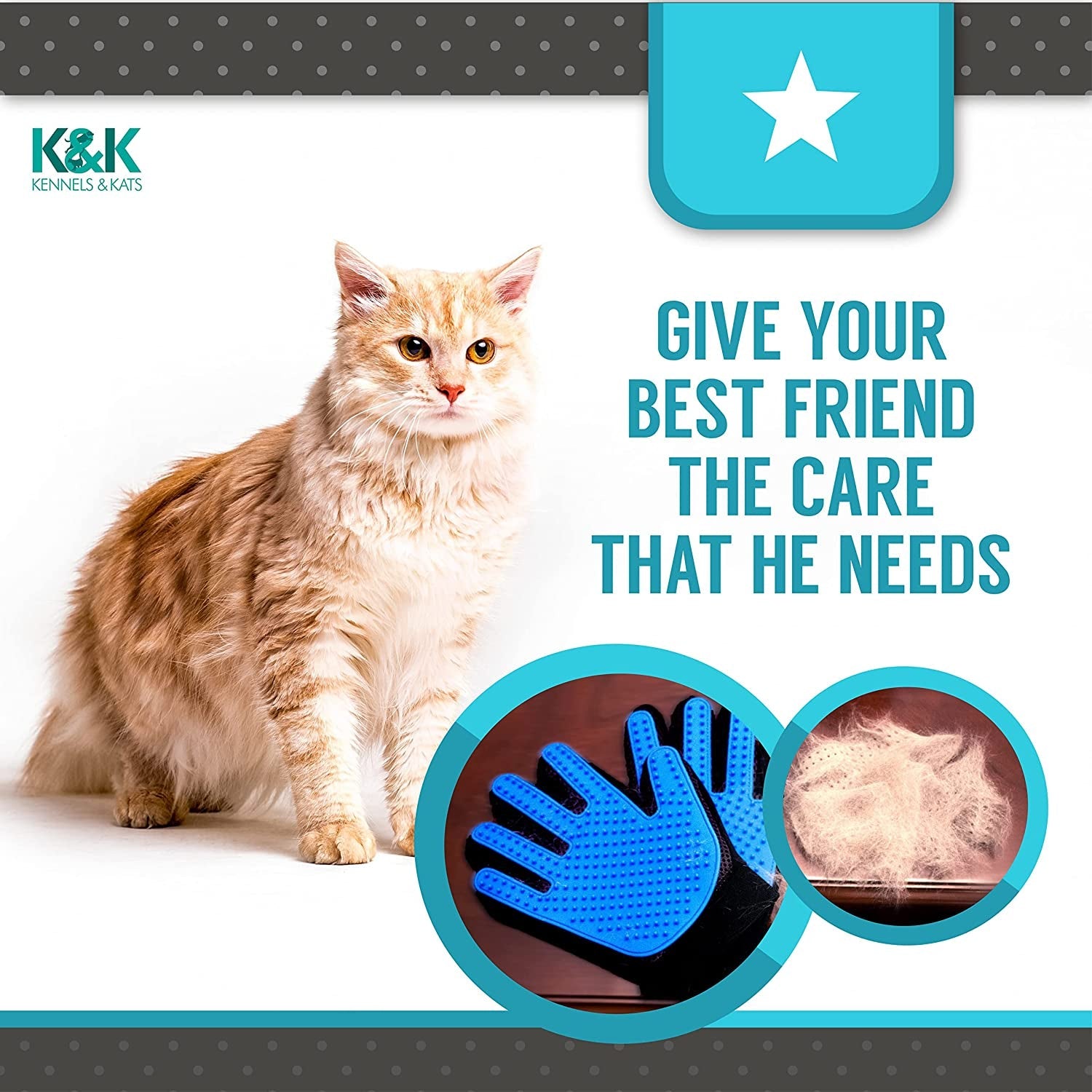 Grooming Glove - Deshedding Glove for Easy, Mess-Free Grooming for Dogs, Cats, Rabbits & Horses with Long/Short/Curly Hair