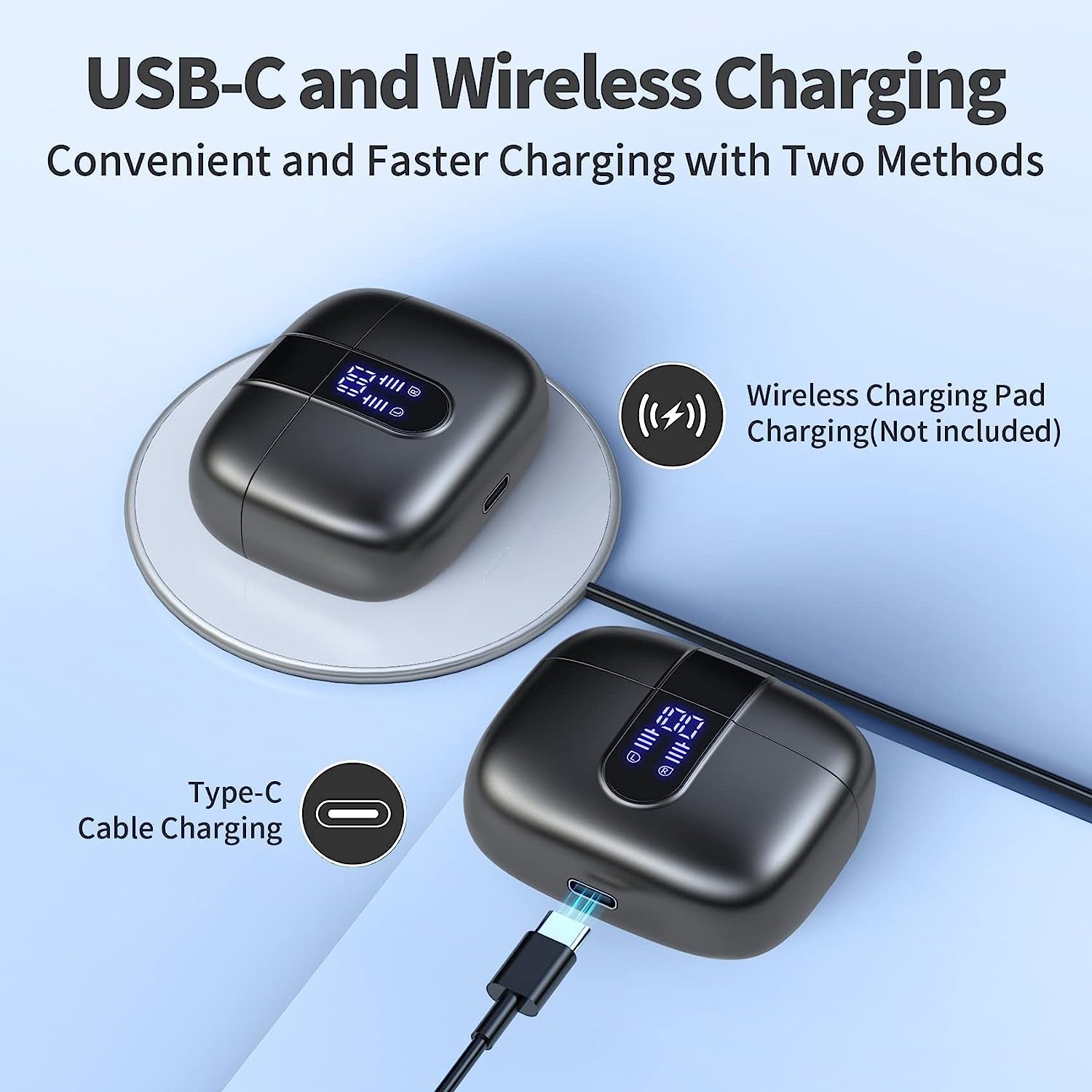 Bluetooth Headphones with Wireless Charging Case 