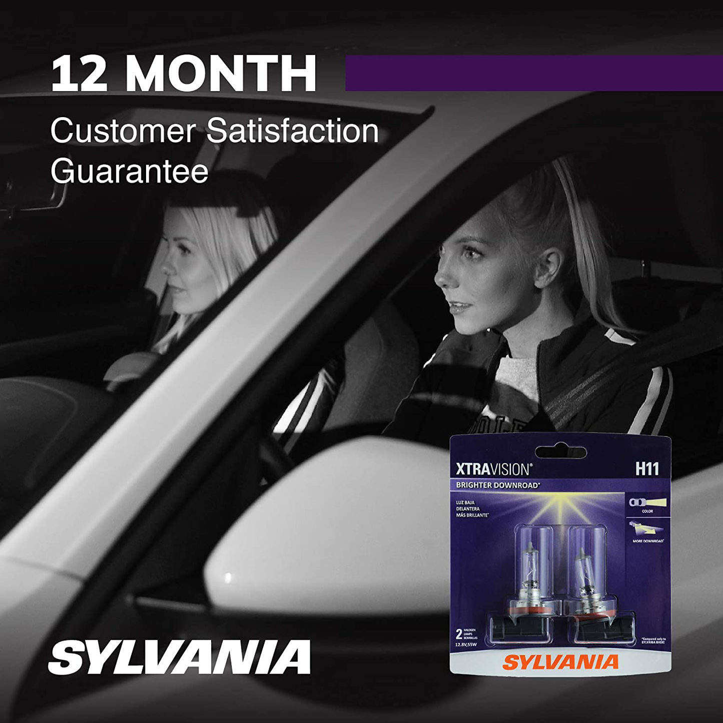 SYLVANIA - H11 XtraVision - High Performance Halogen Headlight Bulb, High Beam, Low Beam and Fog Replacement Bulb (Contains 2 Bulbs) (H11XV.BP2)