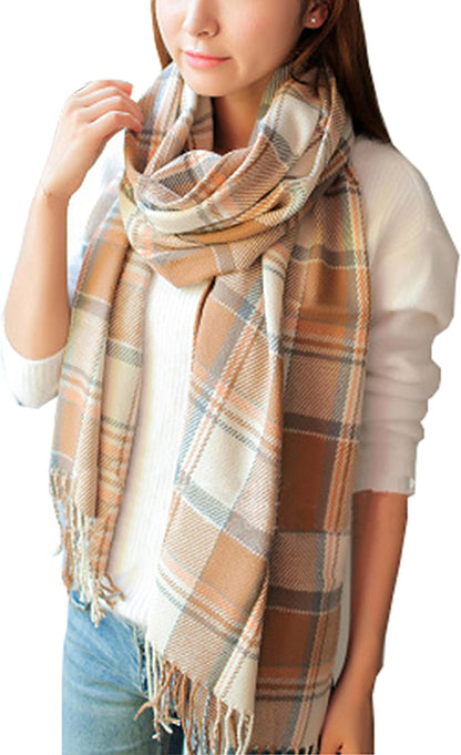  Women's Plaid Warm Shawl Scarf 
