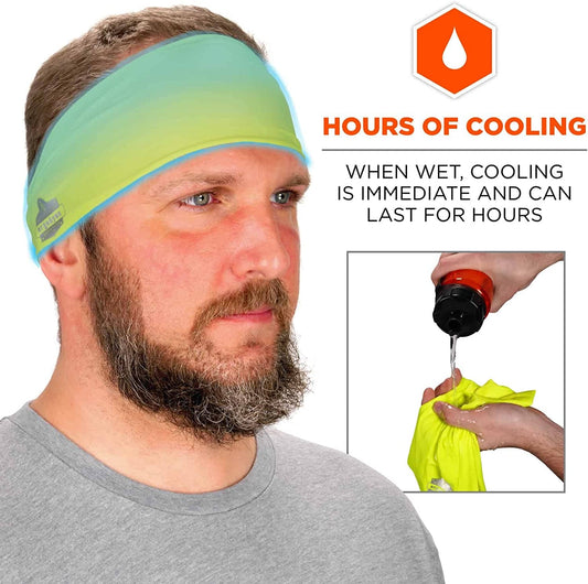 Ergodyne Chill Its 6634 Cooling Headband, Sports Headbands for Men and Women, Moisture Wicking, Lime