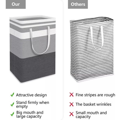 2 Pack 75L Large Laundry Basket, Freestanding Waterproof Clothes Basket, Foldable Waterproof Clothes Basket, Cotton Linen Storage Basket with Handles, for Clothes and Toy Storage
