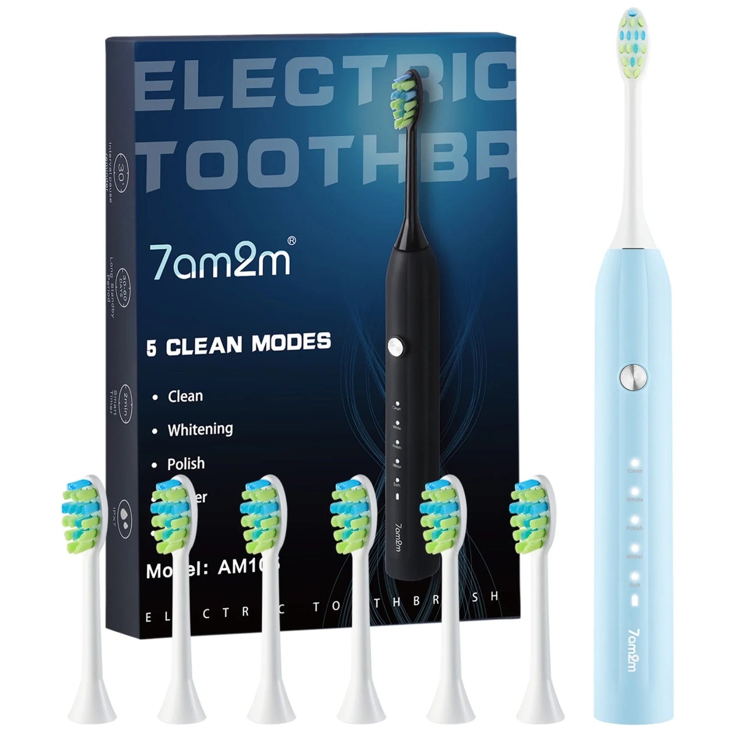 Sonic Electric Toothbrush-One Charge for 90 Days with 6 Brush Heads