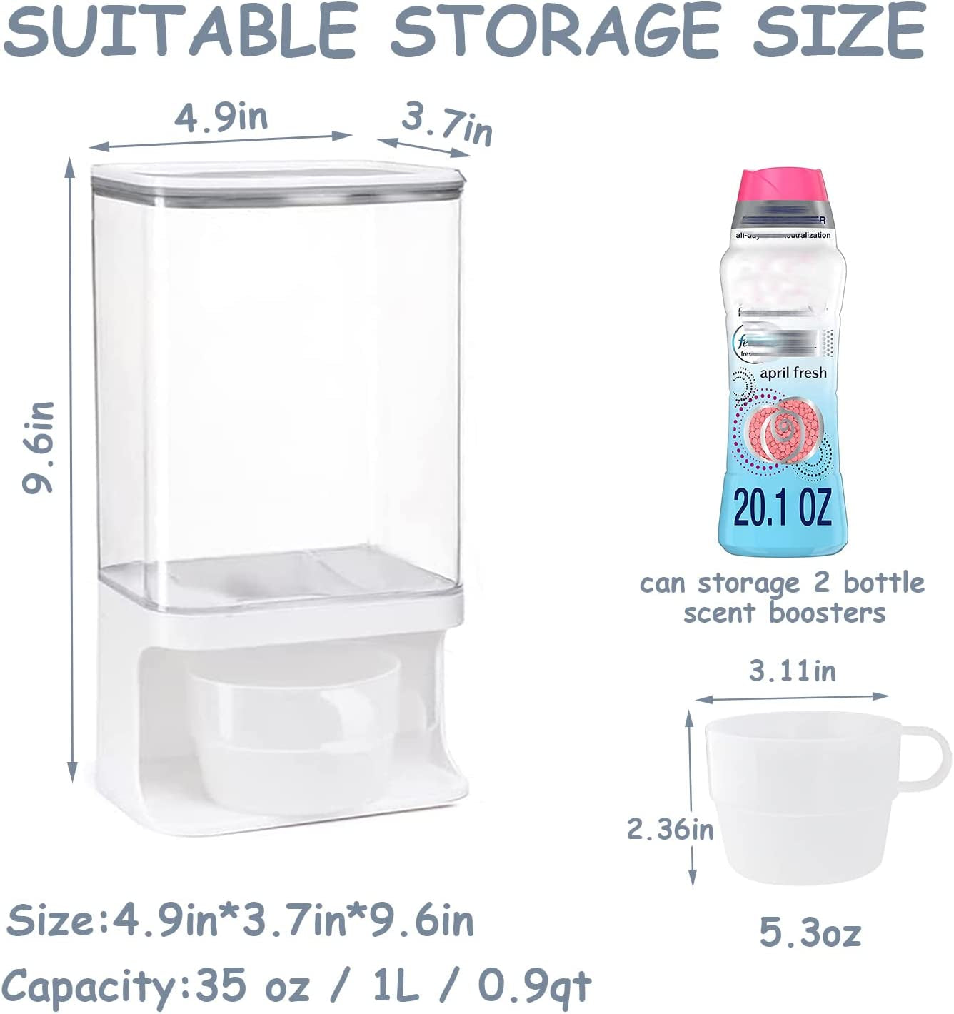 35 OZ Laundry Detergent Dispenser/Wall-Mounted Scent Booster Beads Dispenser for Laundry Room
