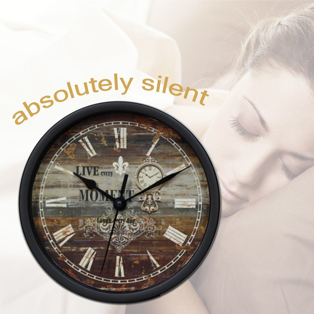 Black Classic Silent Desk Clocks Easy to Ready for Kitchen Bathroom Office 6.3" Height