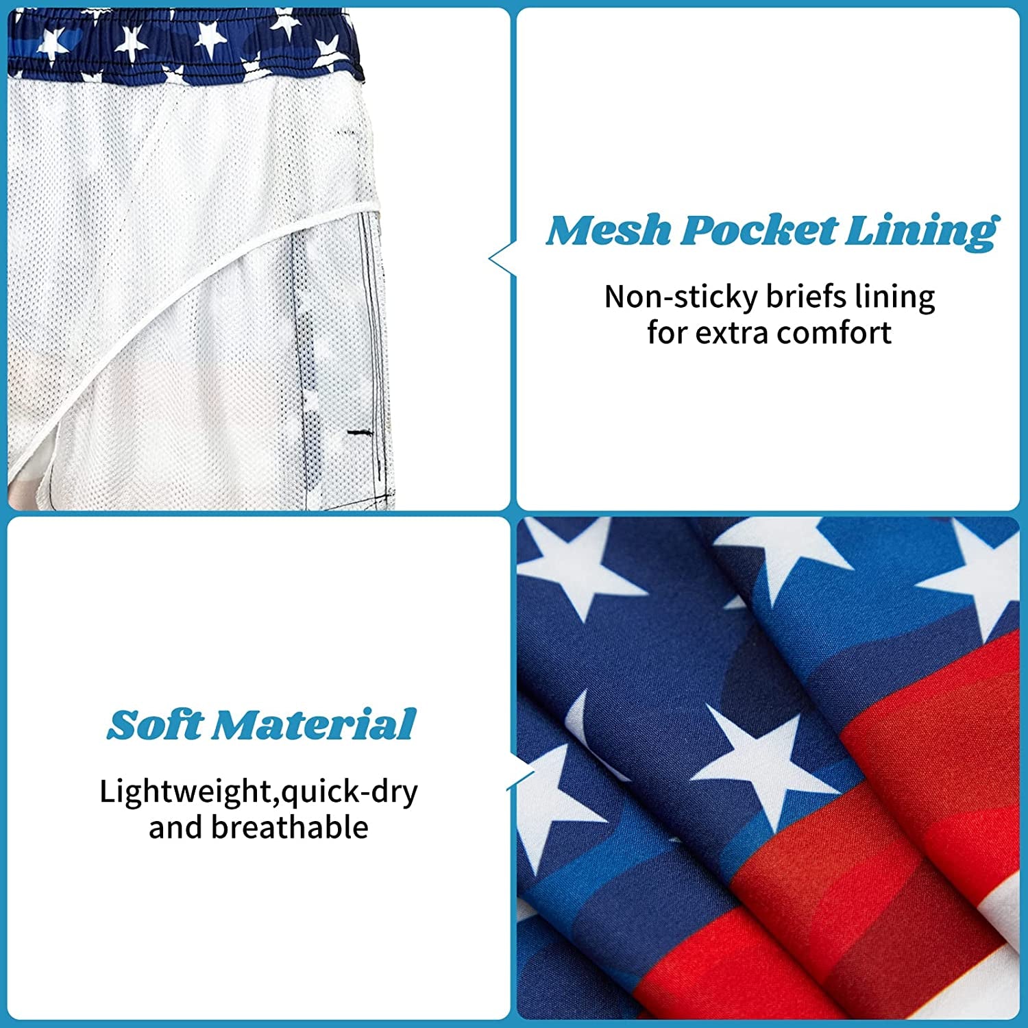  Mens Swim Trunks Quick Dry Board Shorts with Zipper Pockets Bathing Suit