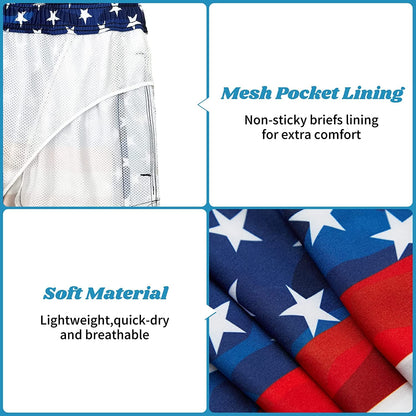  Mens Swim Trunks Quick Dry Board Shorts with Zipper Pockets Bathing Suit