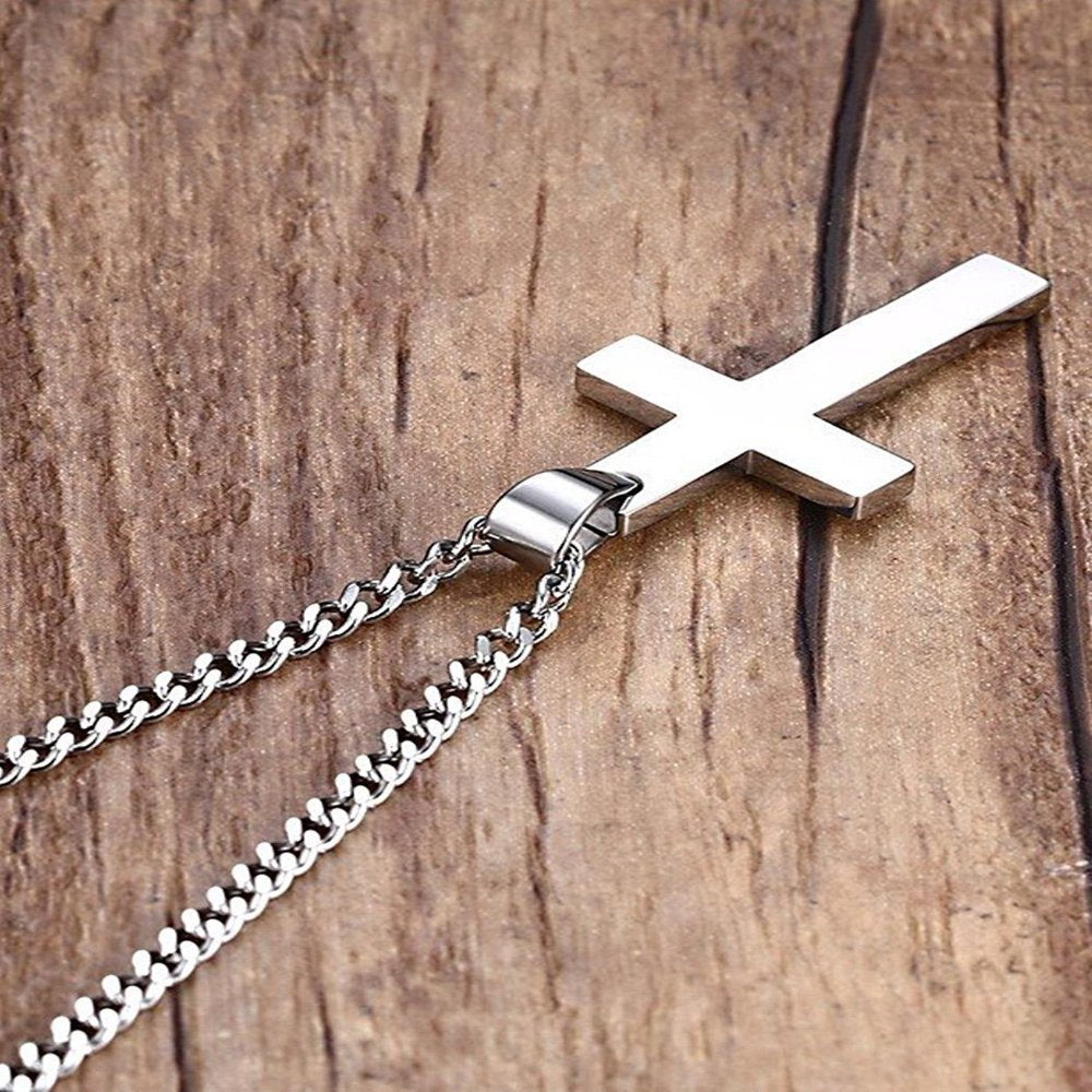 Stainless Steel Cross Pendant Chain Necklace for Men Women Jewelry Gift