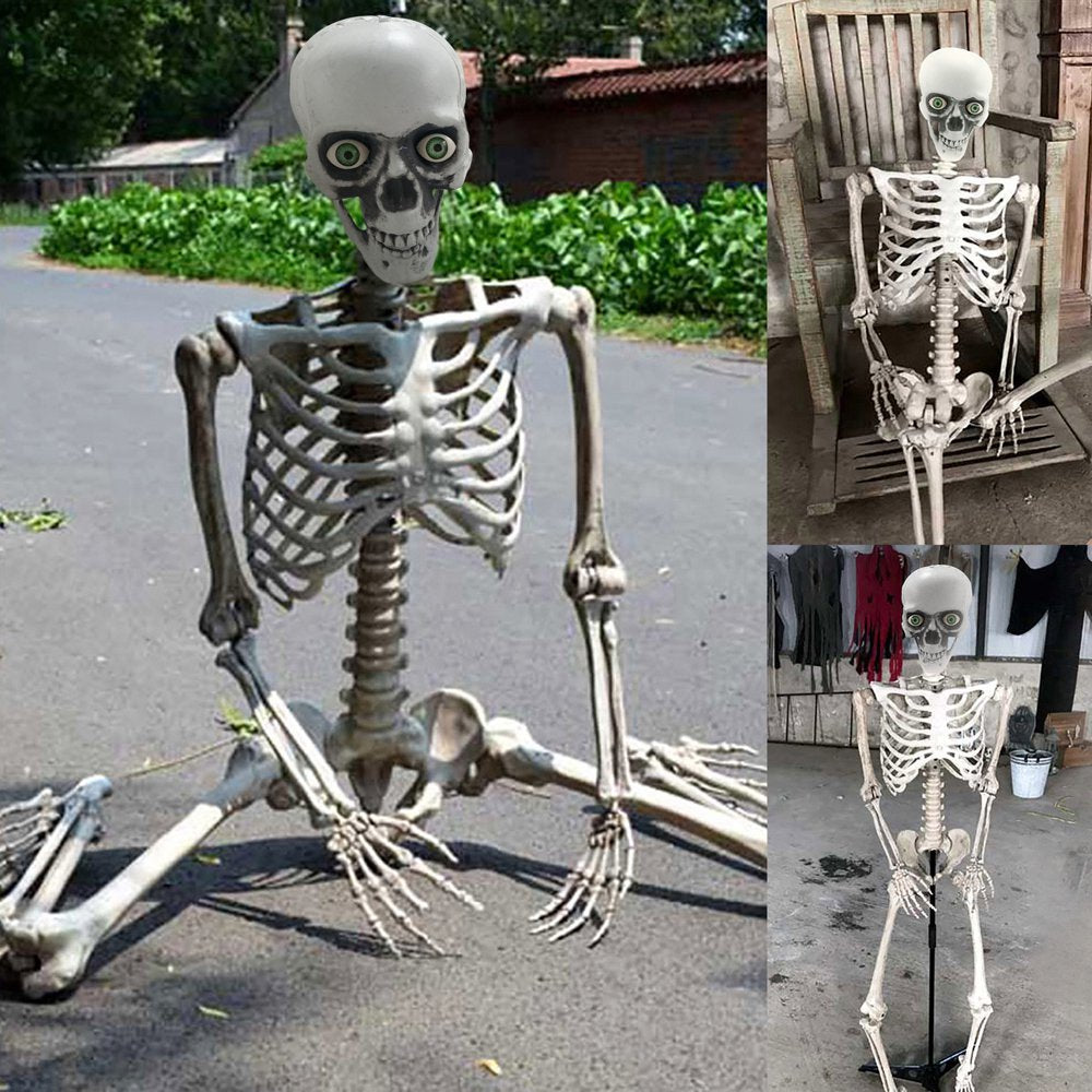 27.5" Halloween Skeleton Halloween Decorations, Haunted House Props for Front Lawn, Graveyard Decorations, Lifelike Skeleton Model, Indoor/Outdoor Spooky Scene Party Favors on Clearance
