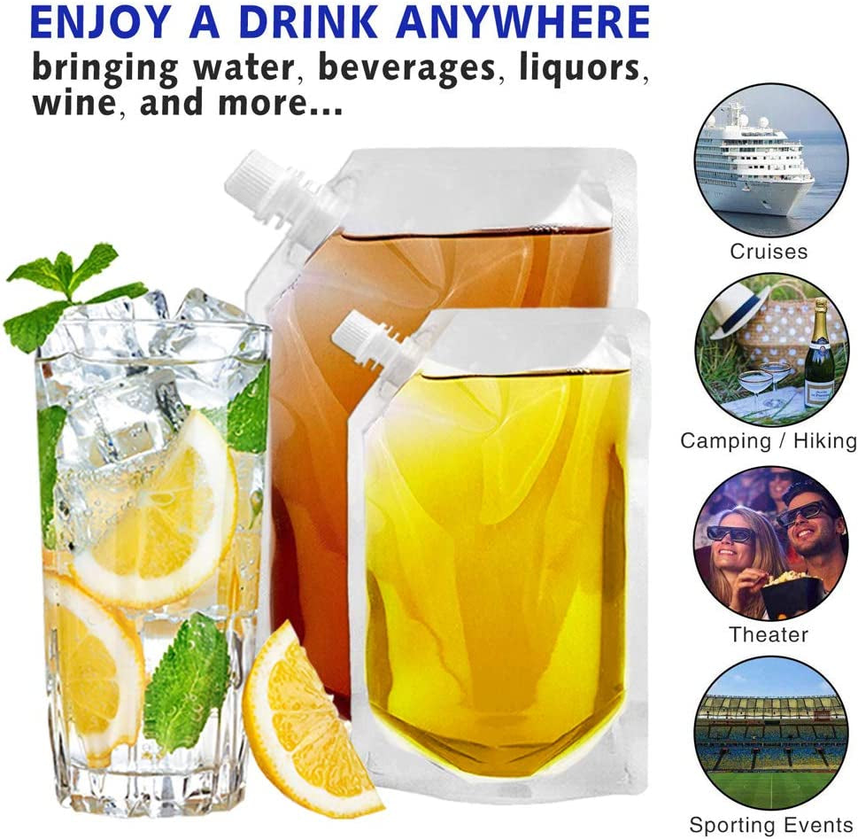 Flasks Set for Liquor Cruise Kit,Rum Runner Plastic Liquor Bags to Sneak Alcohol,Juice Travel Plastic Bags Drink Bags for Travel Outdoor Sports, Concerts, Events（8oz X 10）