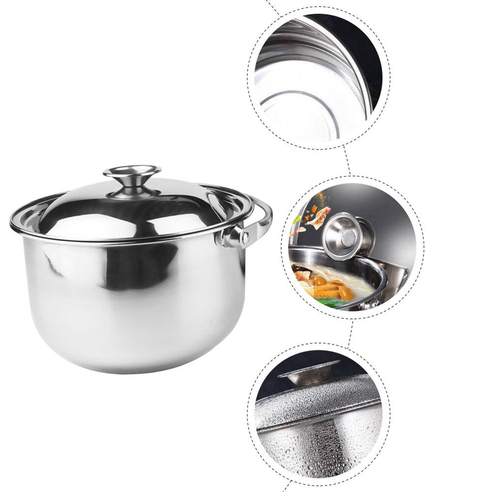 Stainless Steel Soup Pot with Lid Multipurpose Soup Pot Heat Resistant Stewing Pot