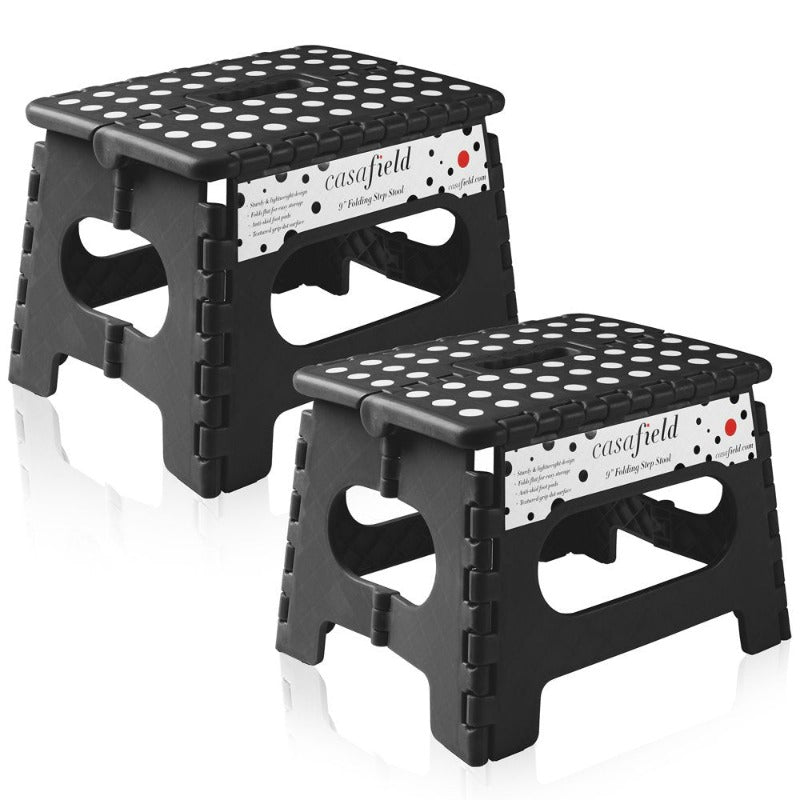  Set of 2 - 9"Collapsible Foot Stool  With Handles for Kids and Adults