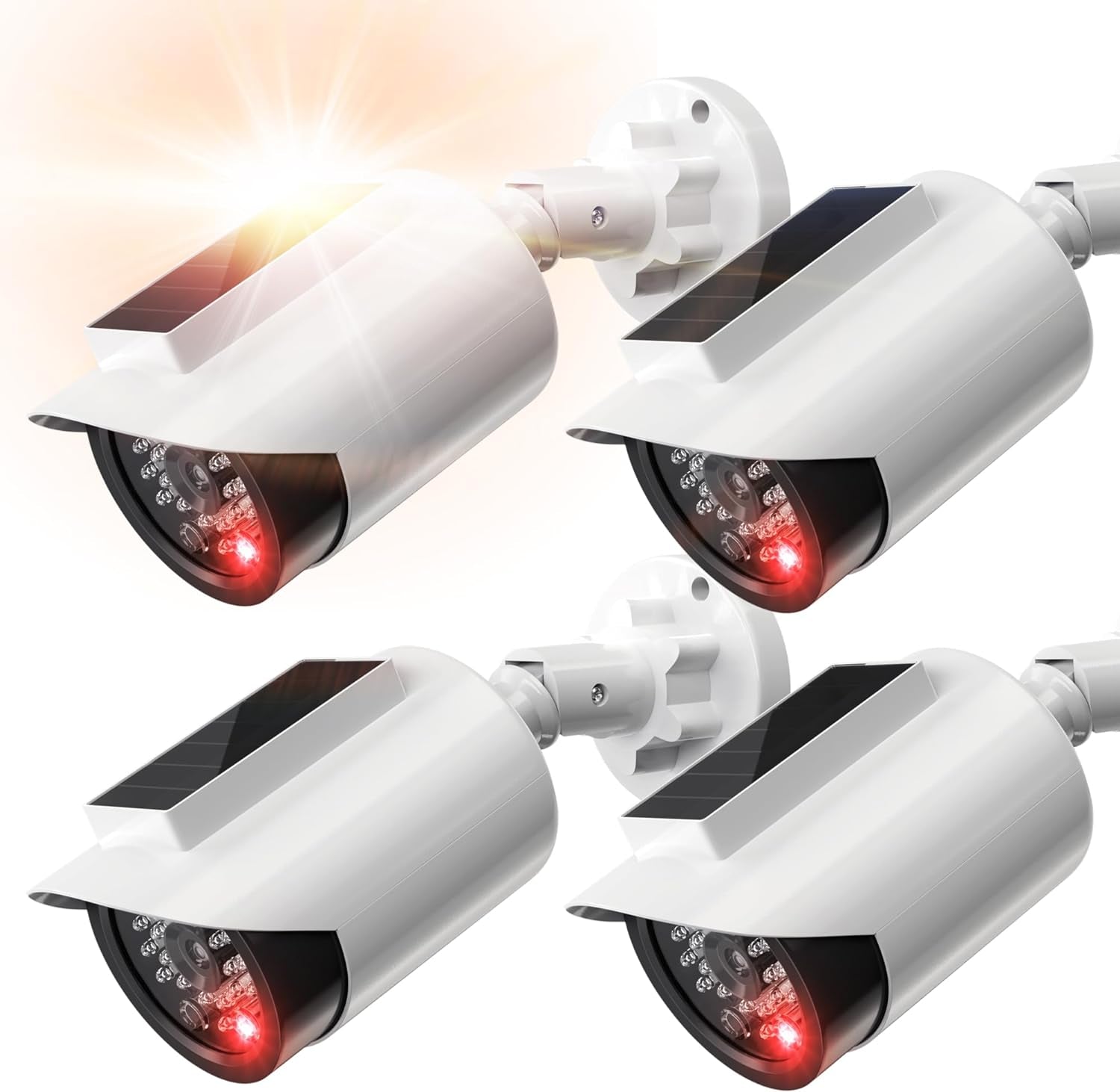 2 Pack Dummy Fake Security Camera with One Red LED Light at Night