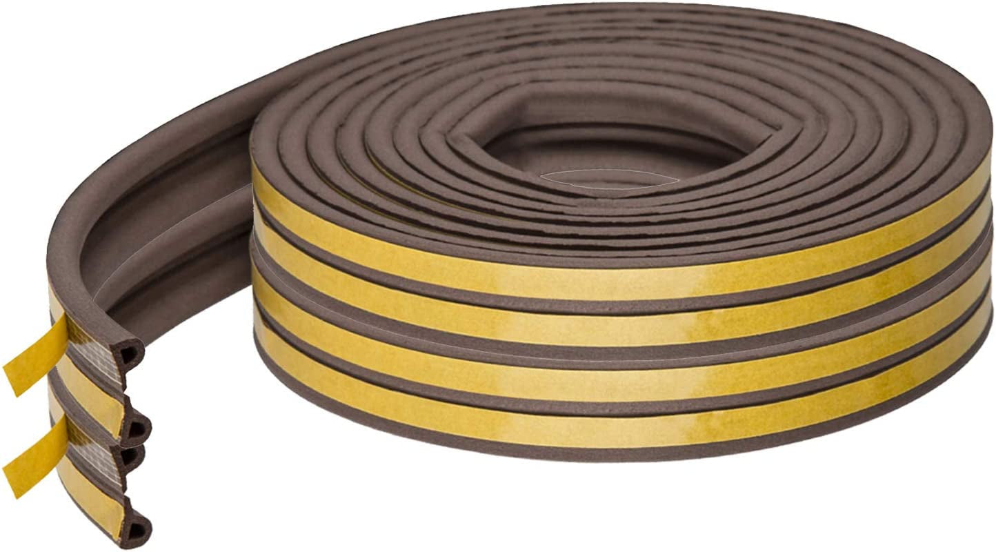 Weather Stripping Door & Window Seal Strip, Self Adhesive with Double D-Shaped Section Profile, 2 Rolls of 2 Strips, 8ft Each, Total 32ft