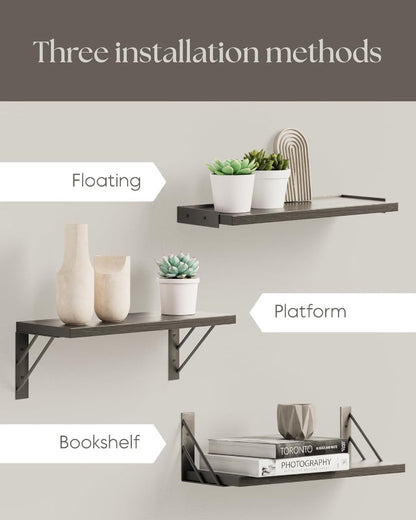 Wall Mounted Floating Shelves for Storage and Decor, Rustic Wood Shelves for Any Room