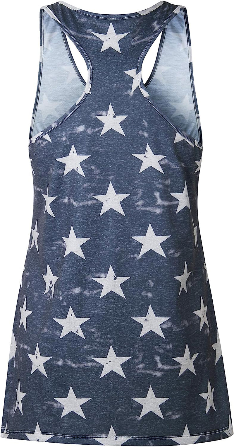  Women's American Flag Camo Sleeveless Tank Tops 4th of July Racerback Bowknot Stripes Patriotic T Shirts