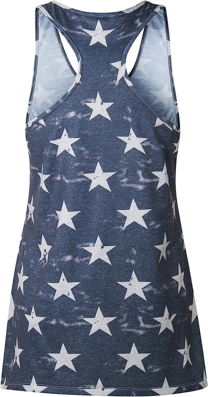 Women's American Flag Camo Sleeveless Tank Tops 4th of July Racerback Bowknot Stripes Patriotic T Shirts