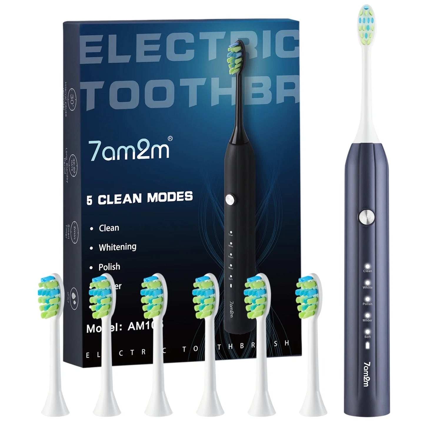 Sonic Electric Toothbrush-One Charge for 90 Days with 6 Brush Heads