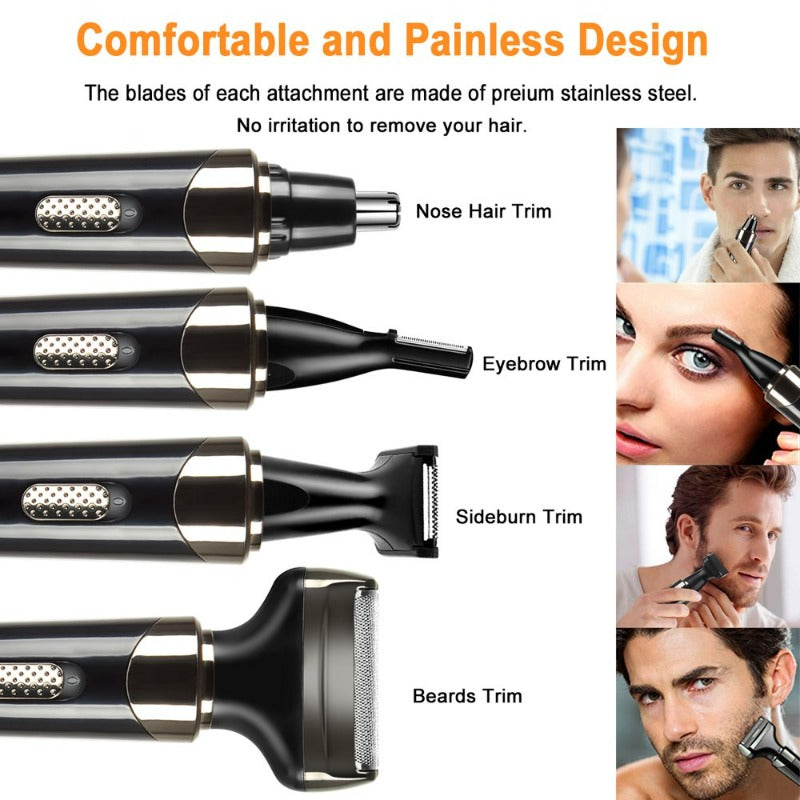 4-in-1 Rechargeable Shaver Waterproof Painless Epilator Nose Hair Removal,  Facial, Body, Bikini, Eyebrow, Beard, Sideburn, Mustache,Trimmer 