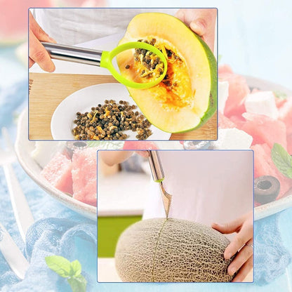 4 Pcs Fruit Carving Tools Knife, Melon Baller Scoop, Stainless Steel Fruit Corer Cutter Kit
