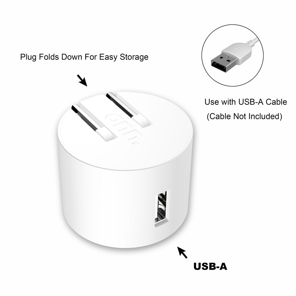  2.4A USB Wall Charger with Foldable Plug-White, for Iphone, Ipad and Android Smartphones