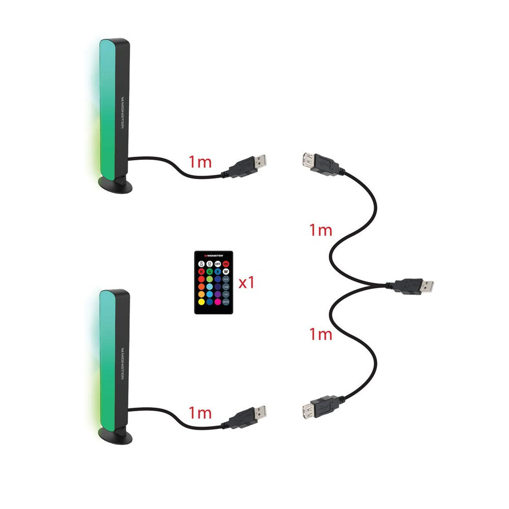 2 Pack Multi-Color LED Light Bar with Multi-Position Base