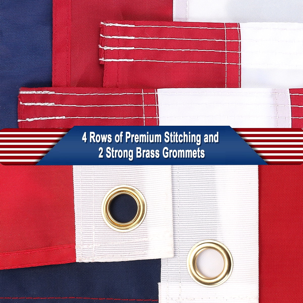 4' x 6' American Flag - Deluxe Embroidered Stars, Sewn Stripes, Brass Grommets