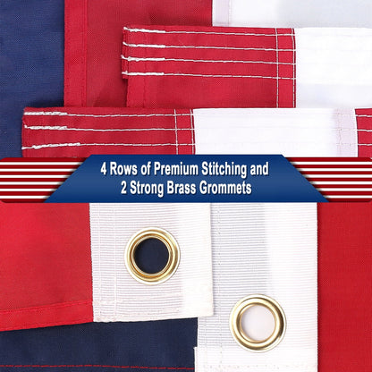 4' x 6' American Flag - Deluxe Embroidered Stars, Sewn Stripes, Brass Grommets
