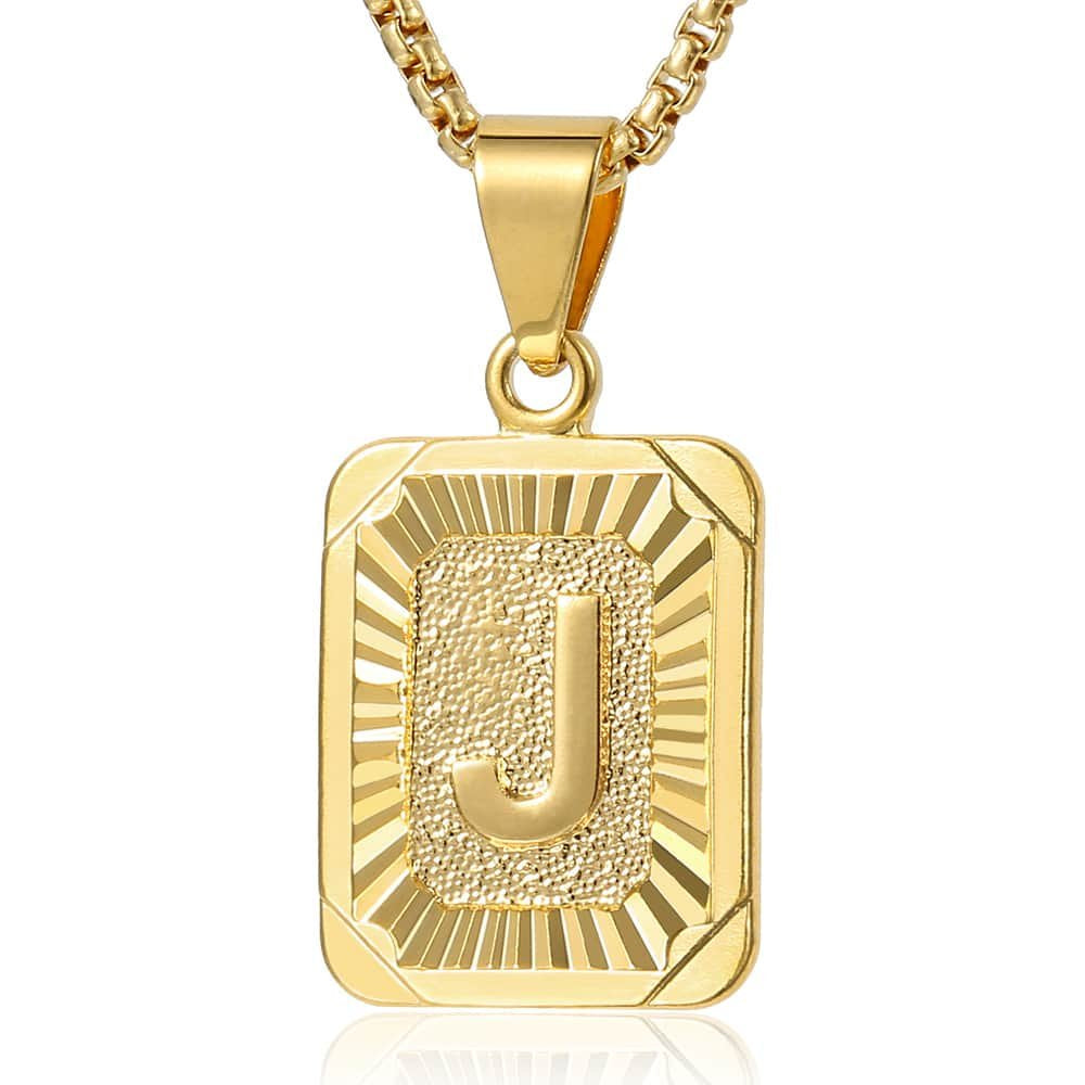 Gold Filled A-Z Initial Necklace - Pendant & Box Chain - 22"