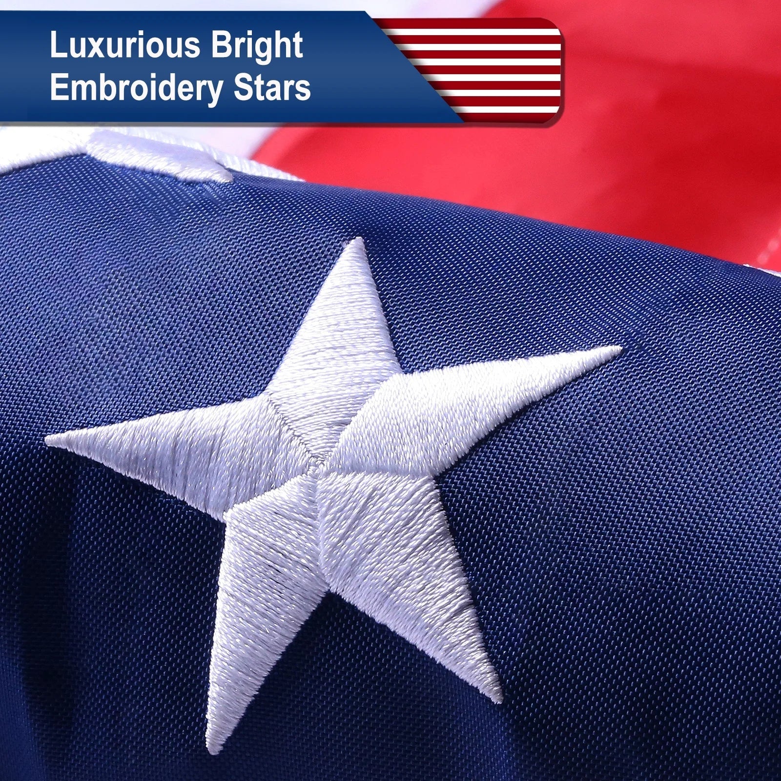 4' x 6' American Flag - Deluxe Embroidered Stars, Sewn Stripes, Brass Grommets