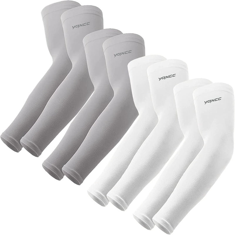 4 Pairs UV Sun Protection Arm Sleeves for Men & Women - UPF 50 Sports Compression Cooling Arm Sleeves