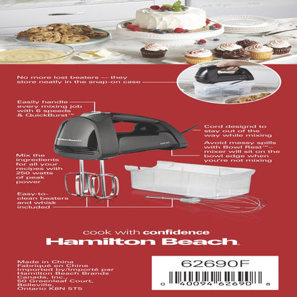 6 Speed Hand Mixer, Quick Burst with Storage Case