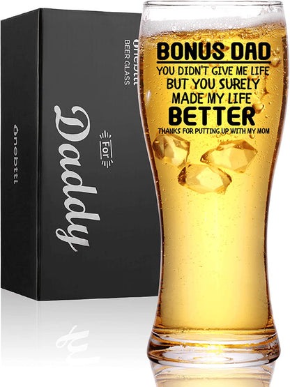 Dad  Beer Glass, Gifts for Dad on Father's Day, Birthday from Daughter, Son, 15oz Pint glass, Beer mug, You are the best dad in the world, Onebttl