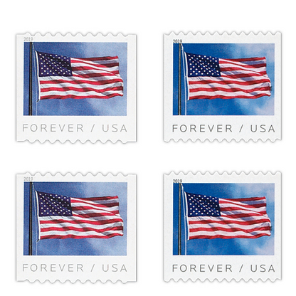 USPS FOREVER STAMPS US Flag, Coil of 100 Postage Stamps (2019)