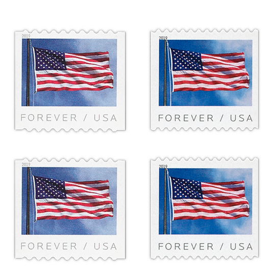 USPS FOREVER STAMPS US Flag, Coil of 100 Postage Stamps (2019)