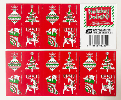USPS Holiday Delights 2020 Forever Stamps - Booklet of 20 Postage Stamps