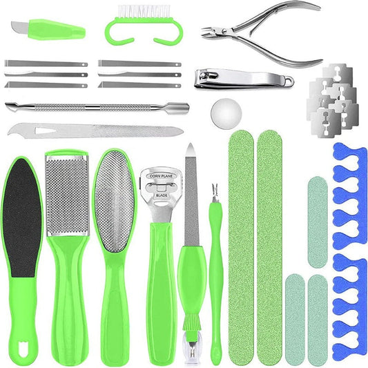 32-Piece Professional Pedicure Kit: 32 Pedicure Tools Supplies Set, Callus Remover with Foot File, Nail File Buffer, Feet Scrubber Dead Skin Remover, Foot Care Kit, Manicure Kit
