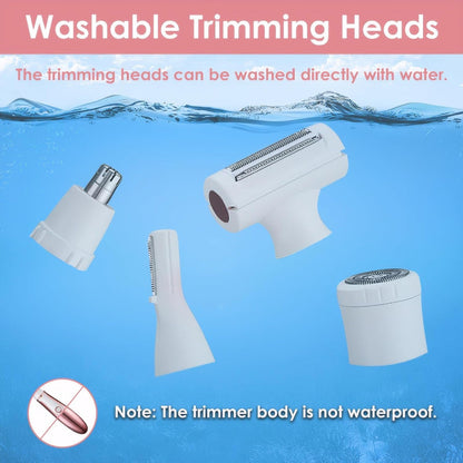 4-in-1 Electric Razor for Women, Rechargeable Trimmer for Face, Body, Legs, and Bikini