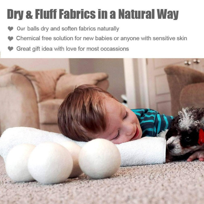 6- Pack Wool Dryer Balls Organic XL ,Save Time,Money,Energy
