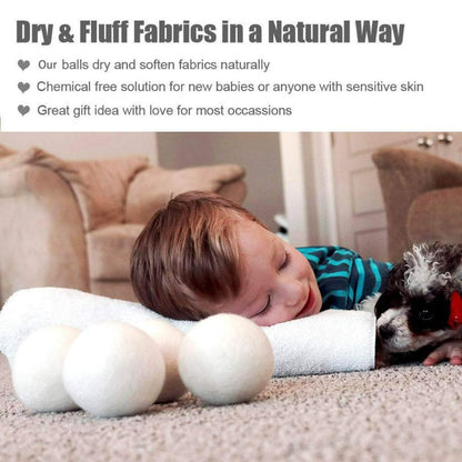 6- Pack Wool Dryer Balls Organic XL ,Save Time,Money,Energy