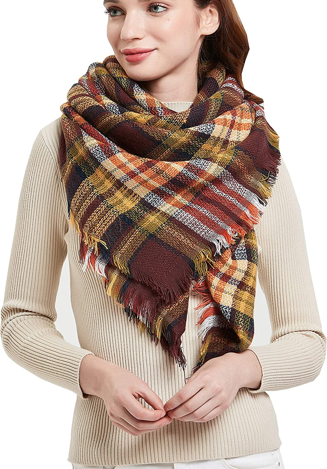 Women's Warm Square Plaid Scarf