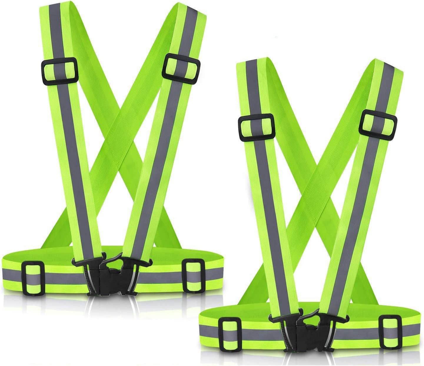  Running Reflective Vest Gear 2Pack, High Visible Reflective Running Vest Adjustable Safety VES for Night Outdoor Running Cycling Motorcycle Dog Walk Jogging