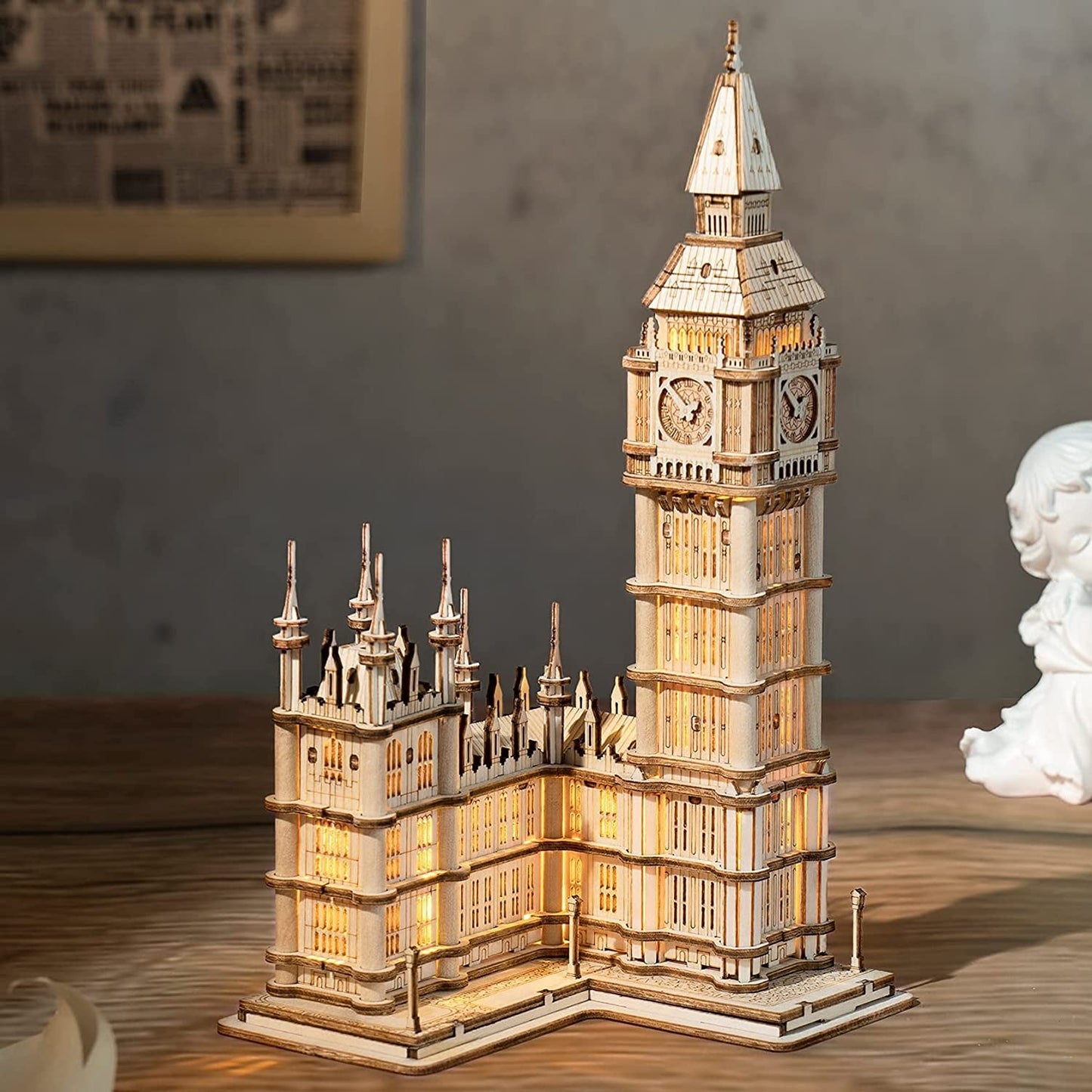 3D Puzzle for Adults Wooden Craft Kits for Teens DIY Construction Model Kit with LED Lights