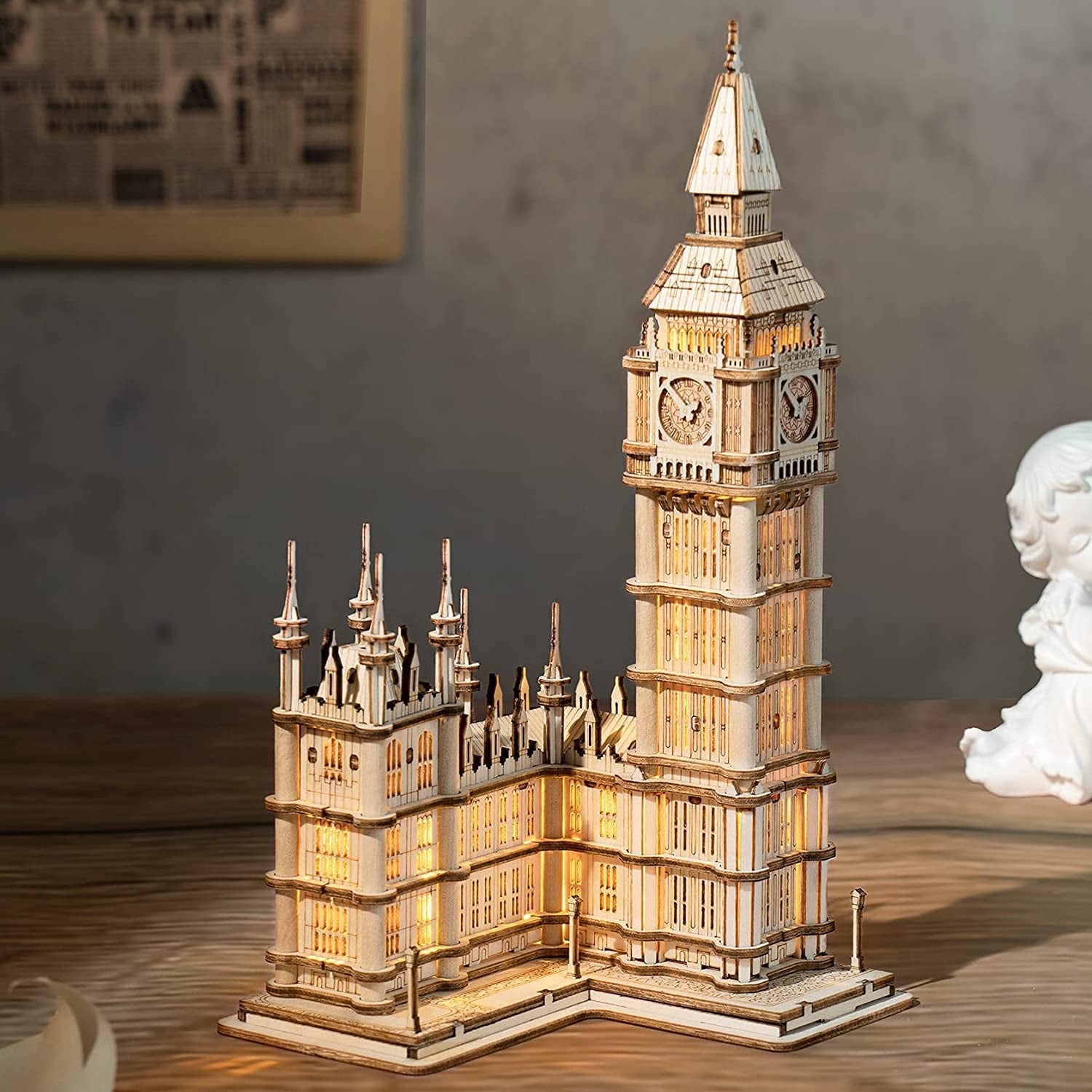3D Puzzle for Adults Wooden Craft Kits for Teens DIY Construction Model Kit with LED Lights