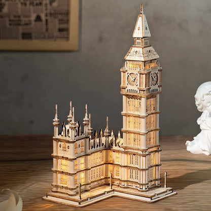 3D Puzzle for Adults Wooden Craft Kits for Teens DIY Construction Model Kit with LED Lights