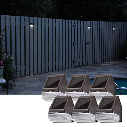 6 Pack Dusk-To-Dawn LED Solar Fence Lights for Pathway, 4000K Cool White, Black