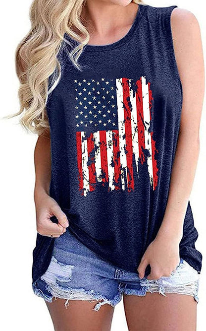 American Flag Tank Tops Women Patriotic Shirt 4th of July Top Stars Stripes Print Sleeveless T-Shirt USA Flag Tee Tops