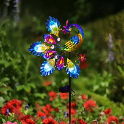  Garden Solar Lights Pathway Outdoor,Peacock Garden Stake Metal Lights Decorative Yard Art Waterproof LED Garden Lights,for Patio Yard Walkway Pathway Lawn Decoration