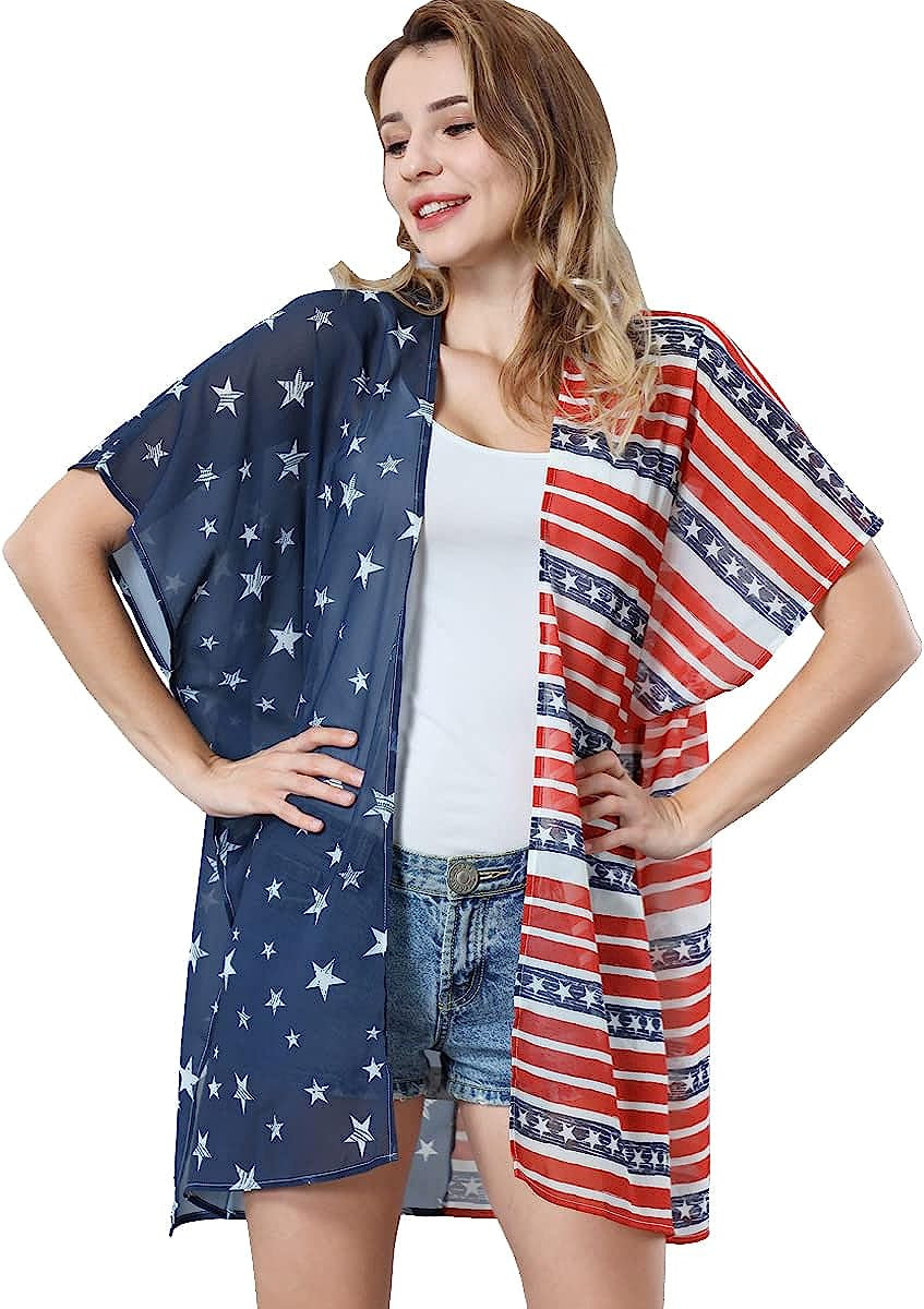  Women Floral Leaf Kimono Summer Cardigan Sheer Loose Half Sleeve Beach Shawl Chiffon Cover Up Casual Blouse Tops